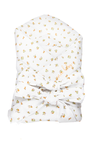 enie baby Mušelínová zavinovačka 80x80cm bílá se zelenými květy enie baby Mušelínová zavinovačka 80x80cm bílá se zelenými květy