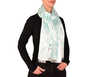 Šátek kašmírské hedvábí světle modrá - sloni