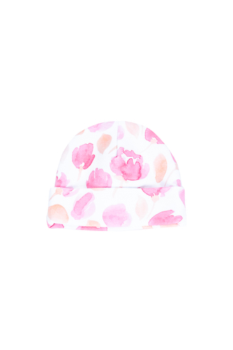enie baby Dětská čepice s ohybem 9-12m Pink Leaves enie baby Dětská čepice s ohybem 9-12m Pink Leaves