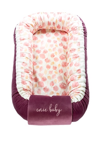 enie baby Hnízdečko do postýlky VELVET pink/pink leaves
