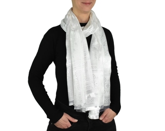 Šátek kašmírské hedvábí bílá - slzy