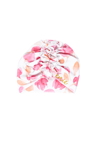 enie baby Turban - dětská čepice 9-12m  Pink Leaves