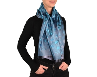 Šátek kašmírské hedvábí modrá - sloni