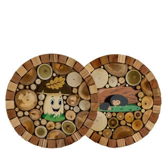 Podložka pod hrnec dřevo 19cm  hříbek/liška