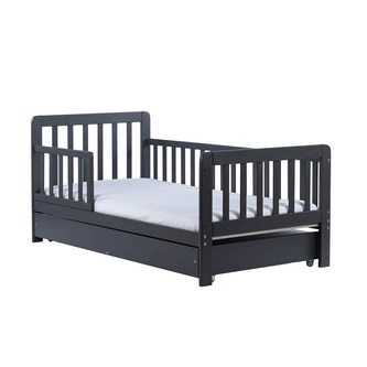 Dětská postel se zábranou a šuplíkem Drewex Nidum 140x70 cm grafit