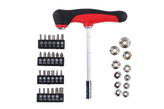 Šroubovák typu T v sadě s nástrčnými hlavicemi a bity 37 prvků