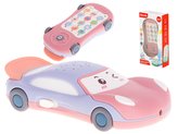 Naučný telefon s projektorem 2v1 - autíčko, růžové