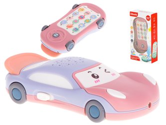 Naučný telefon s projektorem 2v1 - autíčko, růžové Naučný telefon s projektorem 2v1 - autíčko, růžové