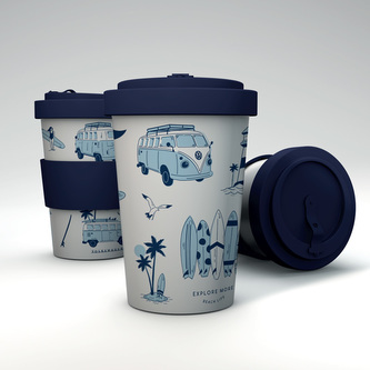 Cestovní hrnek -RPET- 400ml - VW Volkswagen T1 karavan - Nová dobrodružství