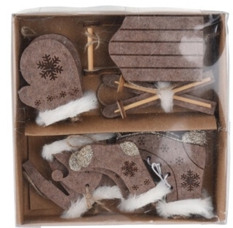 Sada 10 ks závěsných dekorací, barva hnědá