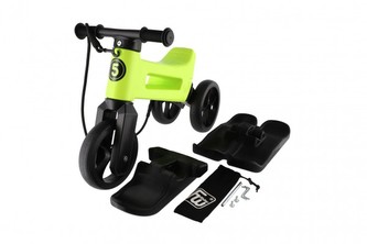 Odrážedlo FUNNY WHEELS Rider SuperSport YETTI 3v1 limet/černé+lyže+popruh v sáčku