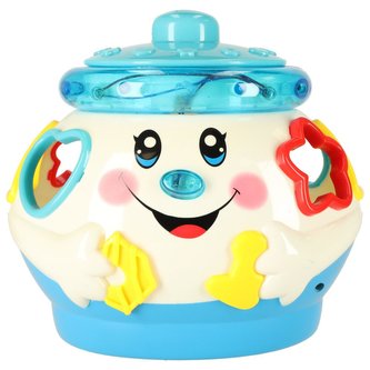 Usměvavý hudební interaktivní hrnec s vkládačkou modrý