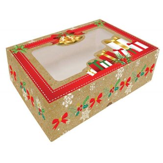 Krabička na cukroví skládací s okénkem 22x15x5cm 1ks dárečky - Alvarak