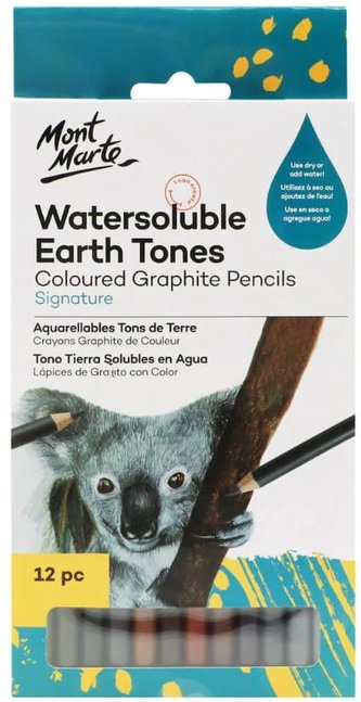 Mont Marte sada akvarelových barevných grafitových tužek,12ks,papír. obal