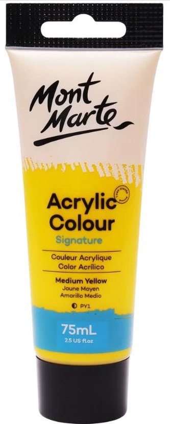 Mont Marte  akrylová barva,75ml, žlutá (Medium Yellow),tuba