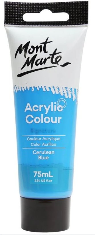 Mont Marte  akrylová barva,75ml, azurová modrá (Cerulean Blue), tuba