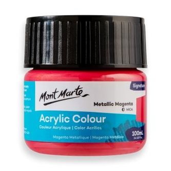 Mont Marte akrylová barva,100ml, metalická tm. růžová(Metallic Magenta)