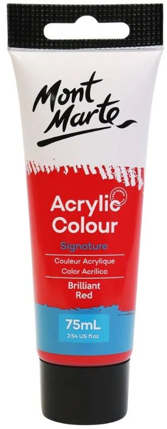 Mont Marte  akrylová barva,75ml, brilantní červená (Brilliant Red), tuba