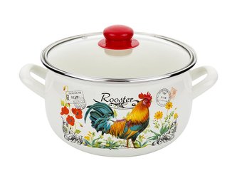HRNEC SMALTOVANÝ PYZA S POKLIČKOU 22CM 5,0L KOHOUTEK
