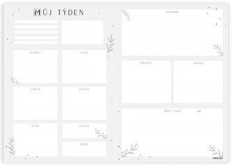 Trhací týdenní plánovač A4 na stůl šedý - Můj týden