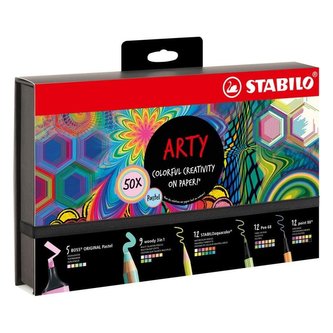 STABILO ARTY Pastel - zvýrazňovače, pastelky, akvarelové pastelky, linery, fixy 50 ks