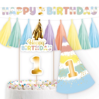 Party set Rainbow - 1st Birthday - 4 ks