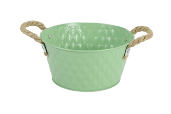Plechový kyblík s uchy Sannah S zelený 20x20x10 cm
