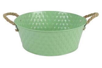 Plechový kyblík s uchy Sannah L zelený 30x30x11,5 cm