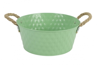 Plechový kyblík s uchy Sannah M zelený 25x25x11 cm