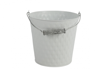 Plechový kyblík s uchem Sannah S bílý 20x20x19 cm