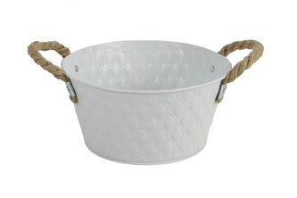 Plechový kyblík s uchy Sannah S bílý 20x20x10 cm