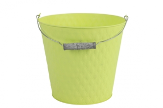 Plechový kyblík s uchem Sannah M žlutý 24x24x22 cm