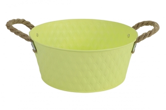 Plechový kyblík s uchy Sannah M žlutý 25x25x11 cm