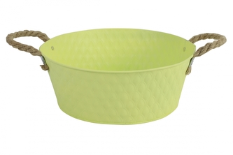 Plechový kyblík s uchy Sannah S žlutý 30x30x11,5 cm