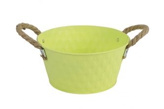 Plechový kyblík s uchy Sannah M žlutý 20x20x10 cm