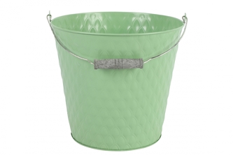Plechový kyblík s uchem Sannah M zelený 24x24x22 cm