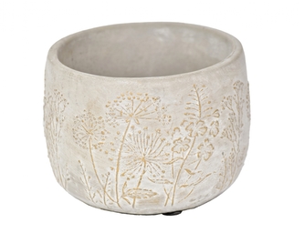 Cementový květináč Flowers šedý se zlatou patinou 11x13,5 cm