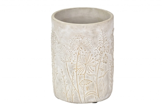 Cementový květináč Flowers šedý se zlatou patinou 20x14,5 cm