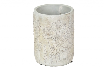 Cementový květináč Flowers sv. zelený s patinou 15x11 cm