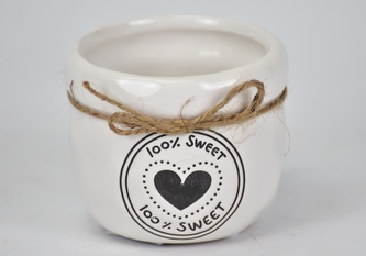 Keramický květináč Sweet s provázkem bílý 6,5x8 cm
