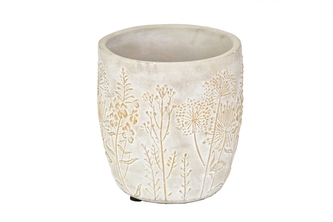 Cementový květináč Flowers šedý se zlatou patinou 14x13 cm