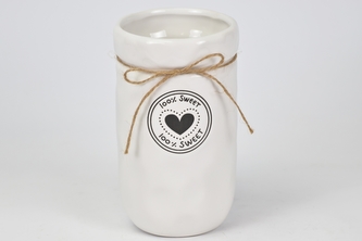 Keramický květináč Sweet s provázkem bílý 18,5x10,5 cm