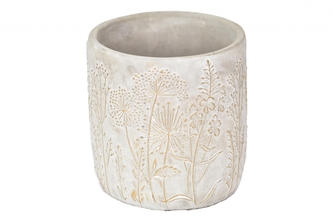 Cementový květináč Flowers šedý se zlatou patinou 13,5x13 cm