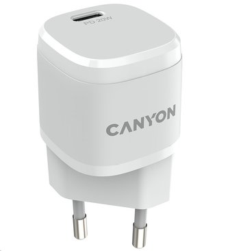 CANYON nabíječka do sítě H-20-05, 1x USB-C PD 20W, bílá CANYON nabíječka do sítě H-20-05, 1x USB-C PD 20W, bílá