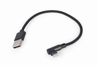 Gembird nabíjecí kabel Lightning 8-pin (M) 90° na USB 2.0 (M), 0.2 m, černý