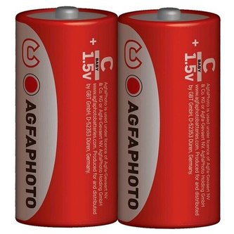 AgfaPhoto zinková batéria 1.5V, R14/C, shrink 2ks