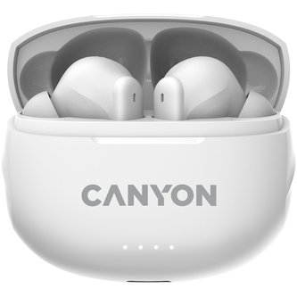 CANYON TWS-8 BT sluchátka s mikrofonem, BT V5.3 JL 6976D4, pouzdro 470mAh+40mAh až 32h, bílá CANYON TWS-8 BT sluchátka s mikrofonem, BT V5.3 JL 6976D4, pouzdro 470mAh+40mAh až 32h, bílá