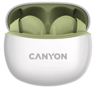 Sluchátka "TWS-5", zelená, TWS bezdrátové, Bluetooth 5.3, CANYON CNS-TWS5GR