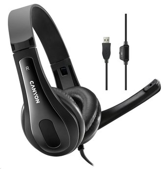 CANYON headset CHSU-1, lehký, USB připojení, černá CANYON headset CHSU-1, lehký, USB připojení, černá