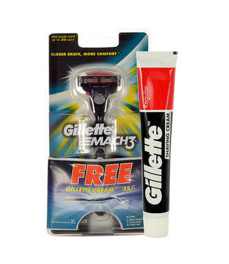 Gillette Mach3 holicí strojek s jednou hlavicí Mach 3 1 ks + krém na holení Regular 30 g